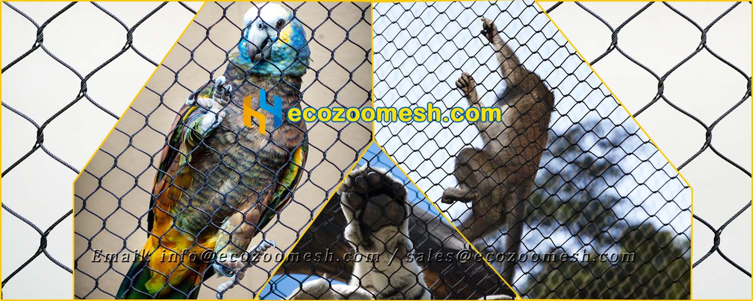 black stainless steel wire cable mesh is very suitable for animal enclosures designing