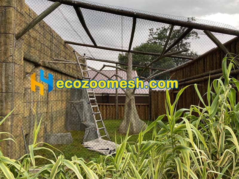 black steel mesh fence is installing
