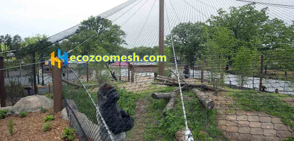 Black stainless steel rope gorilla cage net,black wire rope orangutan exhibit