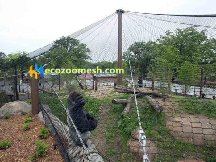 Black stainless steel rope gorilla cage net,black wire rope orangutan exhibit