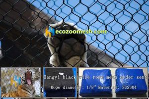 Black stainless steel tiger cage mesh net, black wire rope tiger exhibit mesh