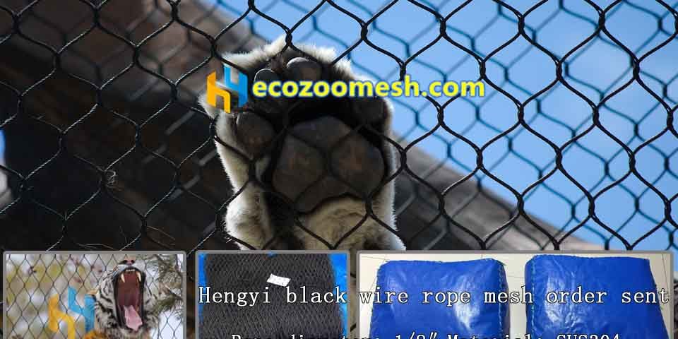 Black stainless steel tiger cage mesh net, black wire rope tiger exhibit mesh