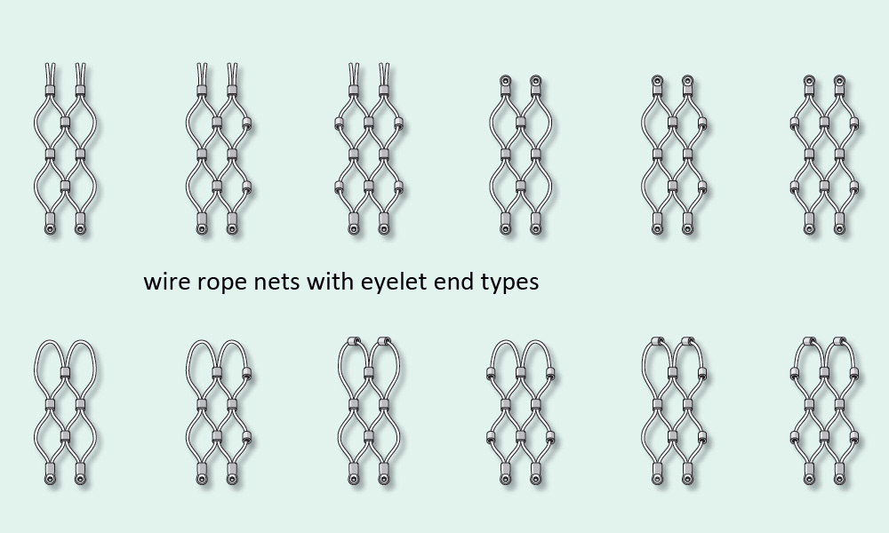 eyelets ends types of Wire Rope Net With Ferrule